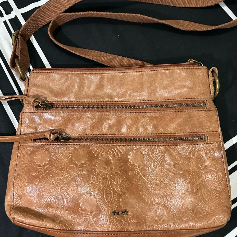 The Sak Embossed Brown Crossbody Bag